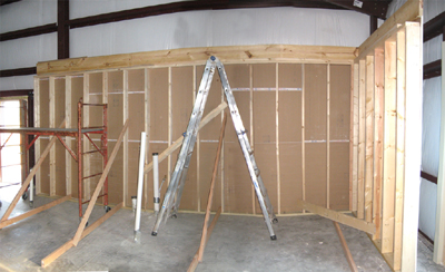 Texas Timber Wolf workshop construction - Interior Framing 1.